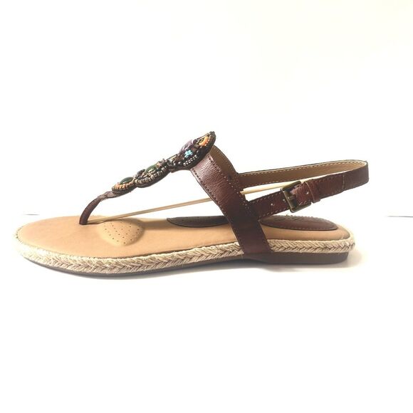 b.o.c by Born Alia Beaded Jeweled Western Boho Brown Buckle Sandals SZ 8 - Picture 3 of 15